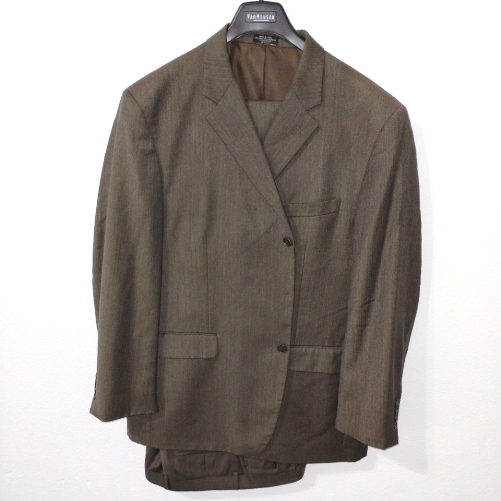 Jones New York Brown pinstripe suit jacket 48 regular pants 38